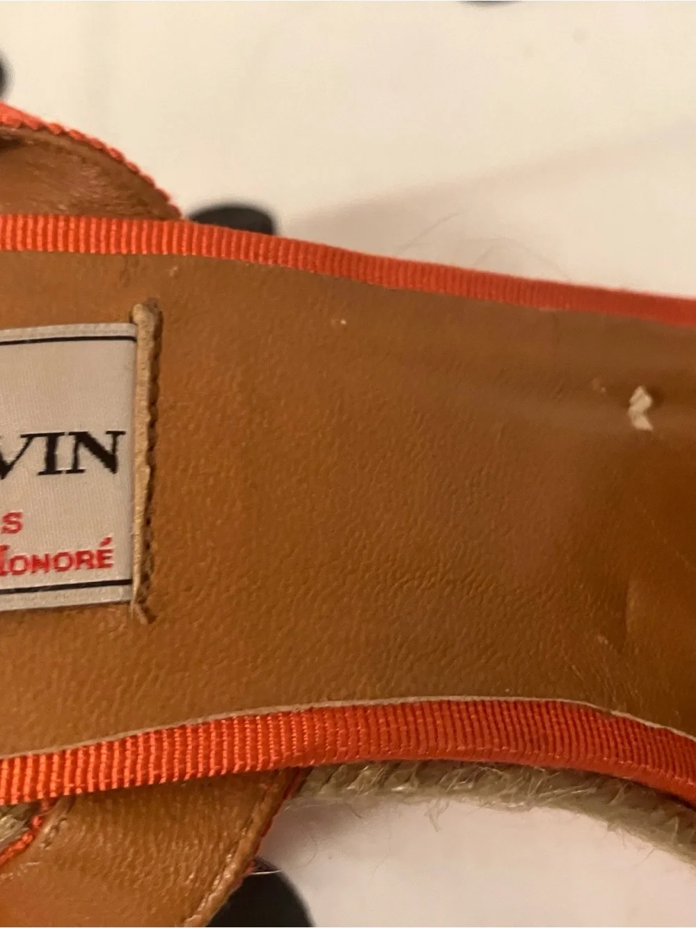 Lanvin Orange Woven Espadrille Wedge with Ankle Ties
